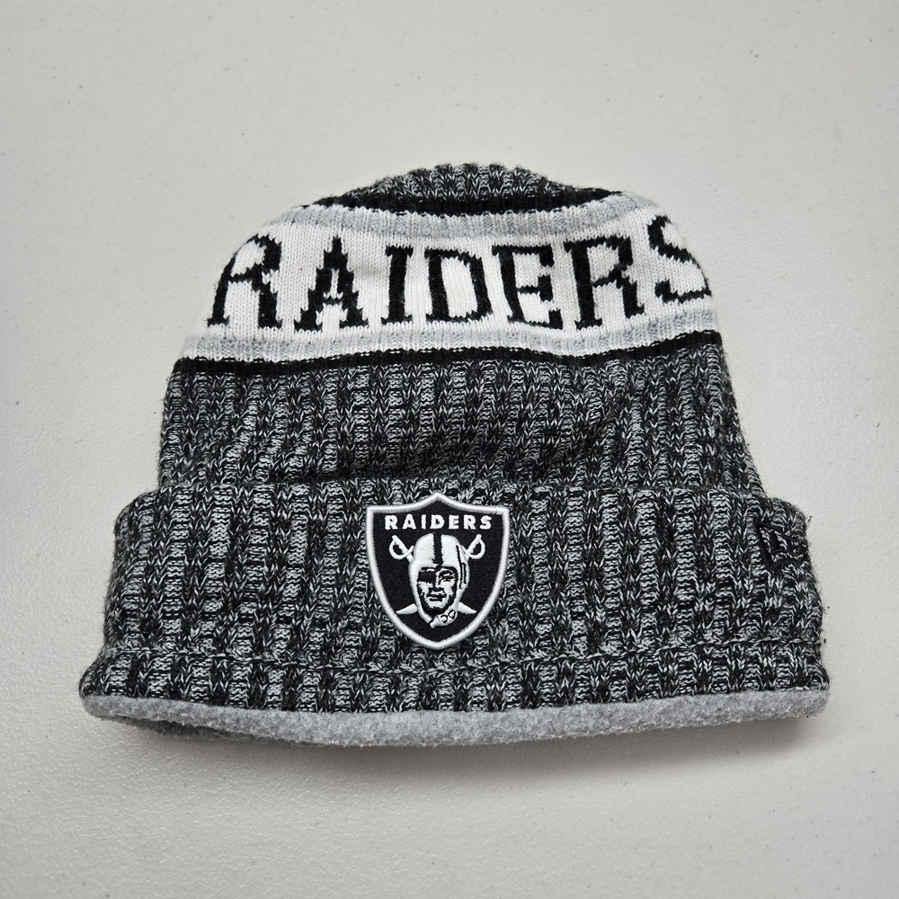 Las Vegas Raiders Men Beanie OS Black New Era Embroidered‎ Lined Foldover